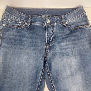 Embellished Jeans Rhinestone Pockets Dark Wash Denim Pants Women's Size‎ 7